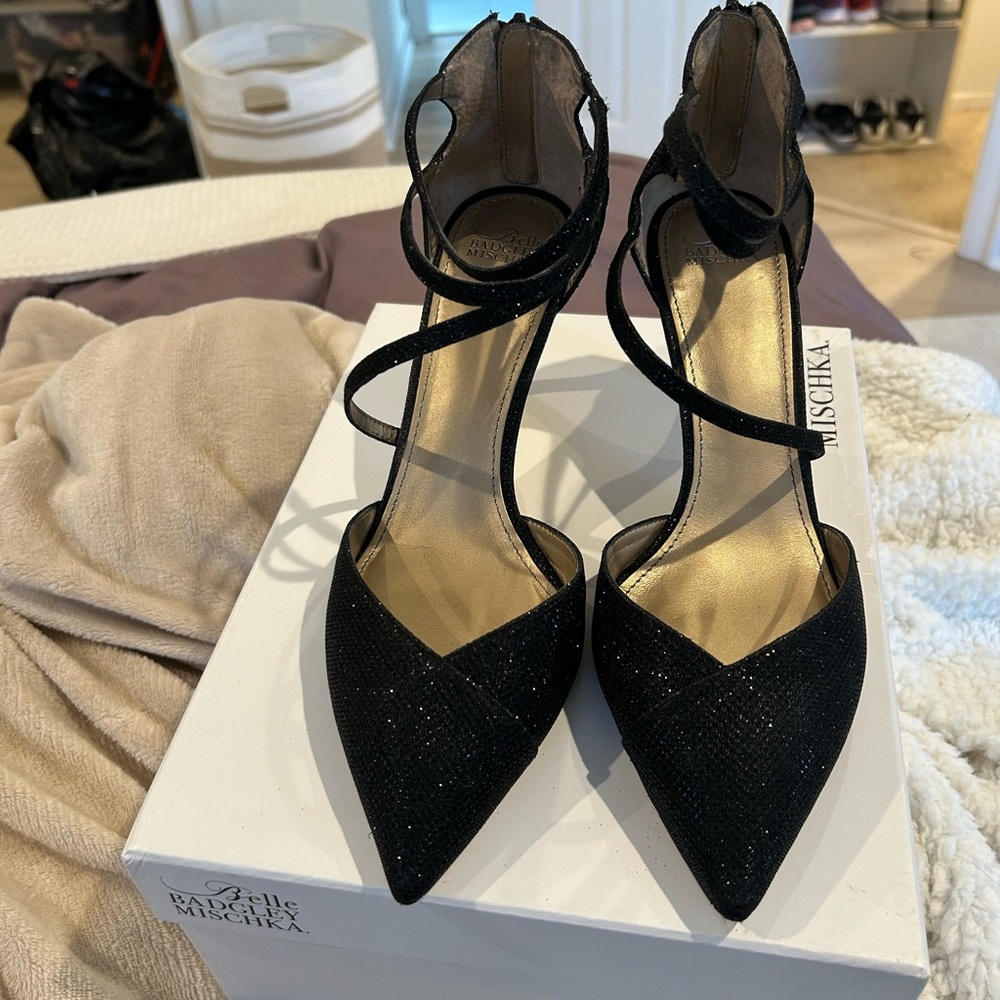 Badgley Mischka Black Sparkle Heels